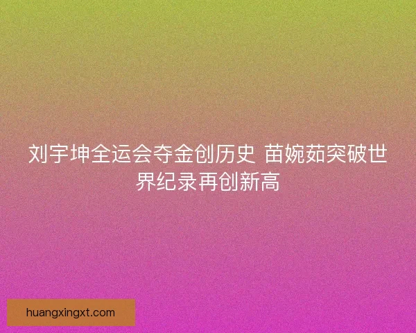 刘宇坤全运会夺金创历史 苗婉茹突破世界纪录再创新高