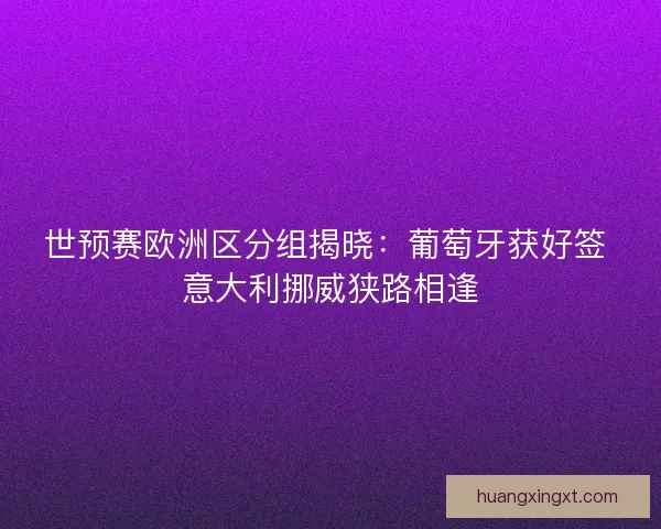 世预赛欧洲区分组揭晓：葡萄牙获好签 意大利挪威狭路相逢